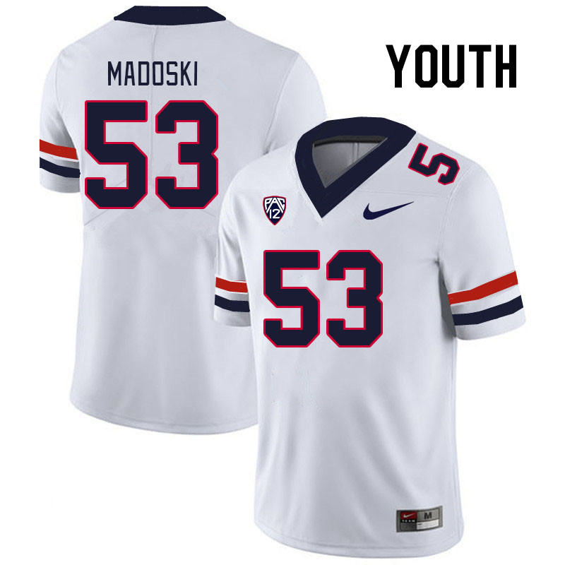 Youth #53 Christian Madoski Arizona Wildcats College Football Jerseys Stitched Sale-White - Click Image to Close